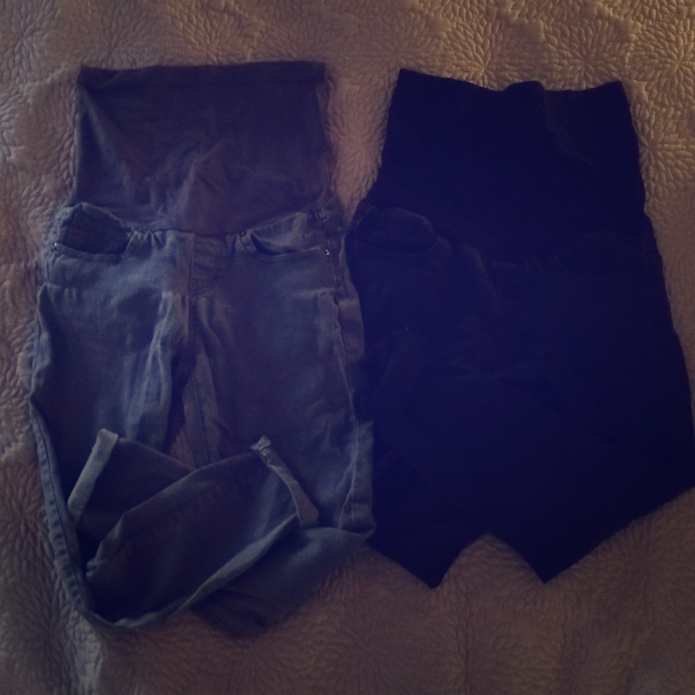 2 pair of maternity pants grey & black